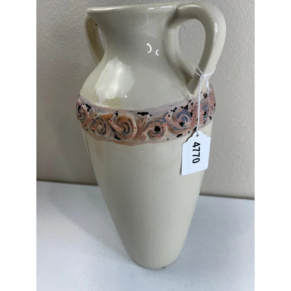 Decorative Vase Cream Tan Artistic Large‎ Classic Classy Vintage